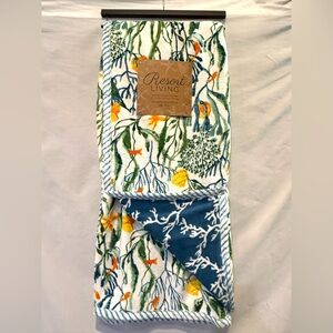 NEW - Upscale Resort Living Tropical Sea Life Velvet Plush Reversible Throw